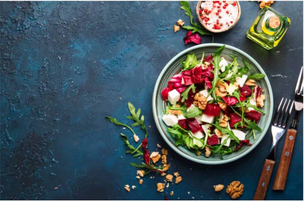 Recipes with Nadia Coetzee - Nutritionist - Root Your Health Perth - Pink Festive Beetroot, Plum, Radish and Goats Cheese Salad